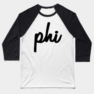 Phi Black Script Baseball T-Shirt